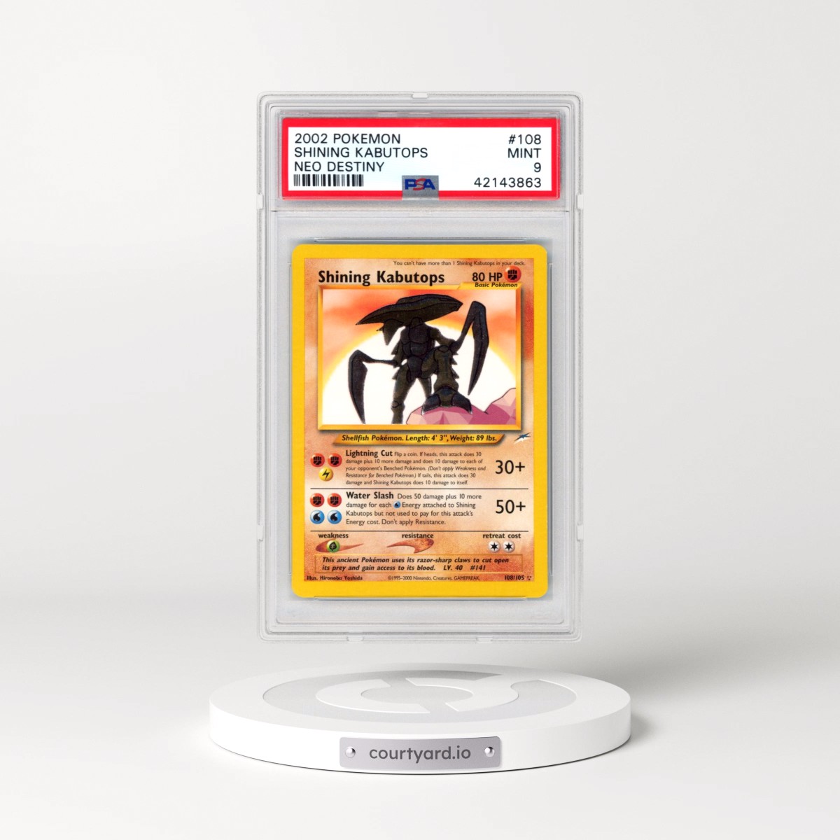2002 Pokémon Neo Destiny #108 Shining Kabutops - Holo (PSA 9 MINT)