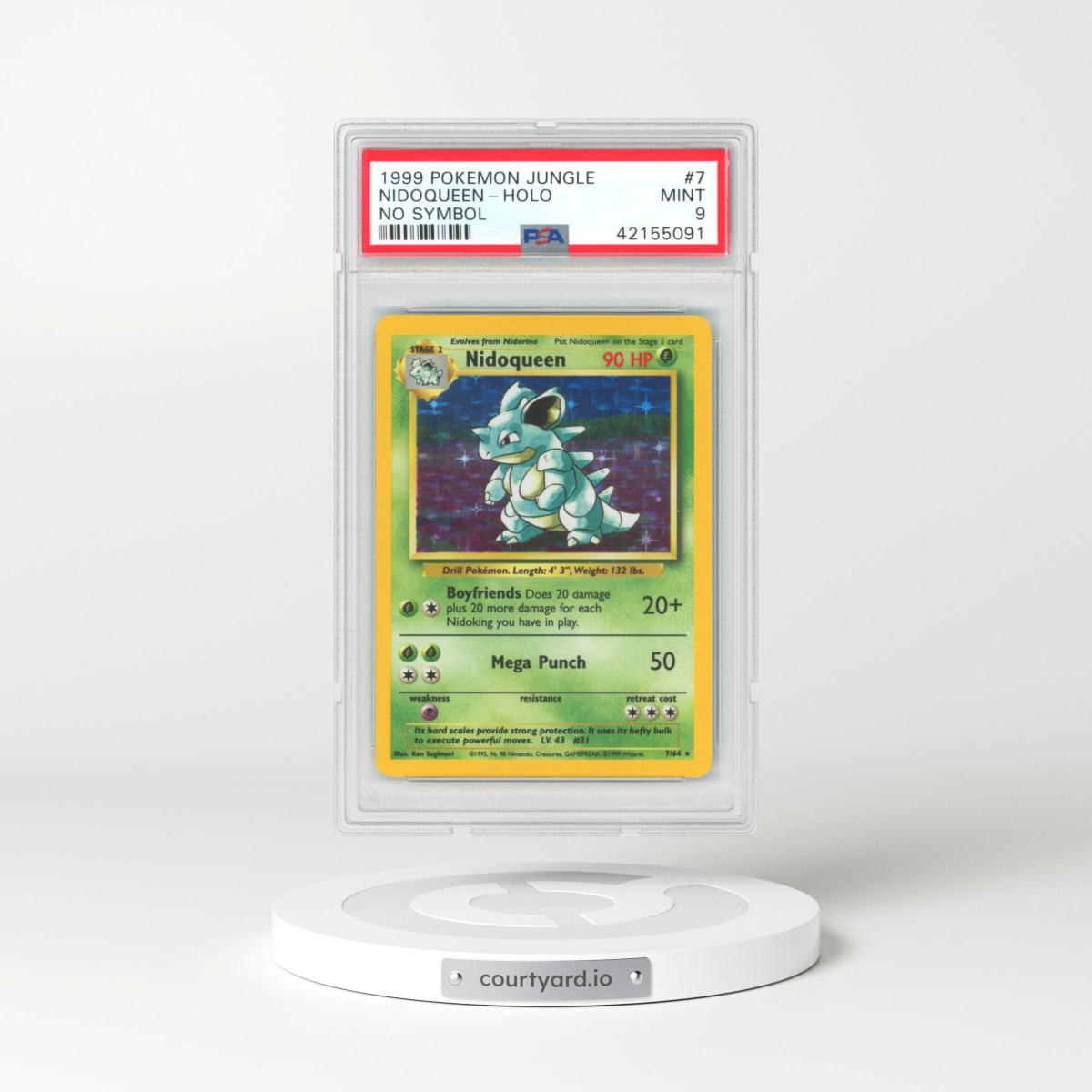 1999 Jungle #7 Nidoqueen - Holo No Symbol (PSA 9 MINT)