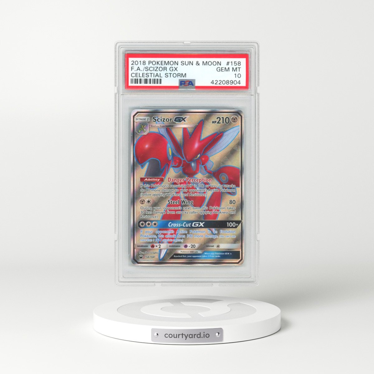 2018 Pokémon Sun & Moon Celestial Storm #158 Scizor GX - Holo Full Art (PSA 10 GEM MINT)