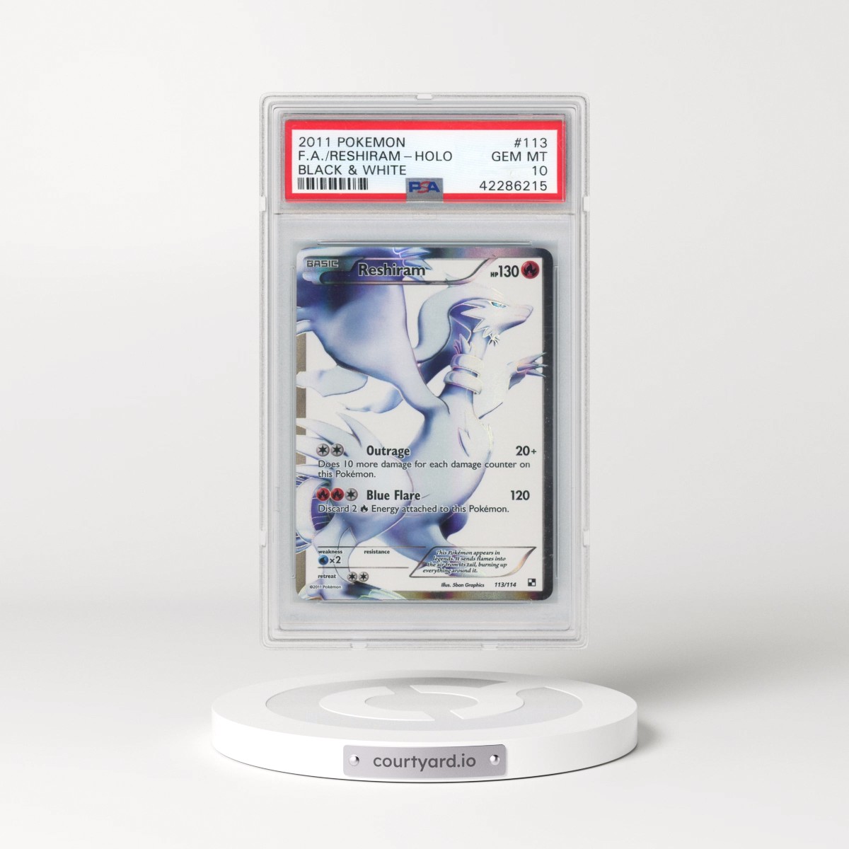 2011 Pokémon Black & White #113 Reshiram - Full Art (PSA 10 GEM MINT)