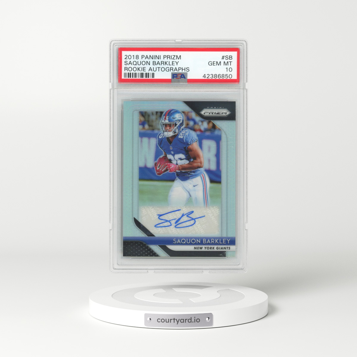2018 Panini Prizm Rookie Autographs #SB Saquon Barkley (PSA 10 GEM MINT)