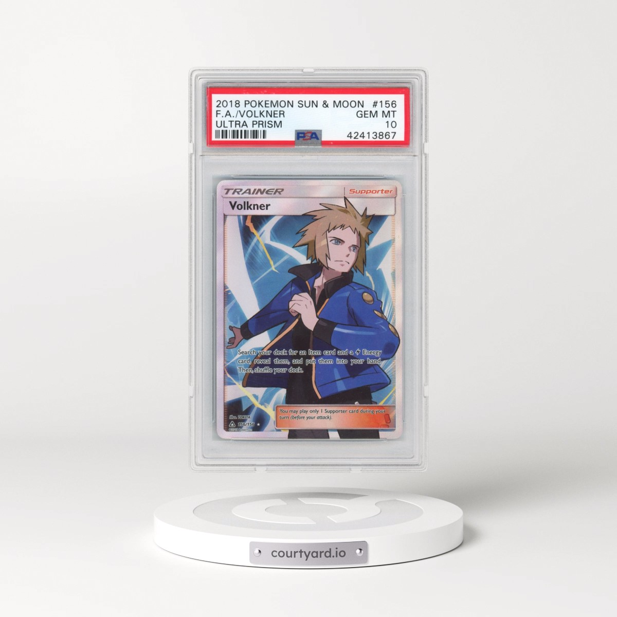 2018 Pokémon Sun & Moon Ultra Prism #156 Volkner - Full Art (PSA 10 GEM MINT)