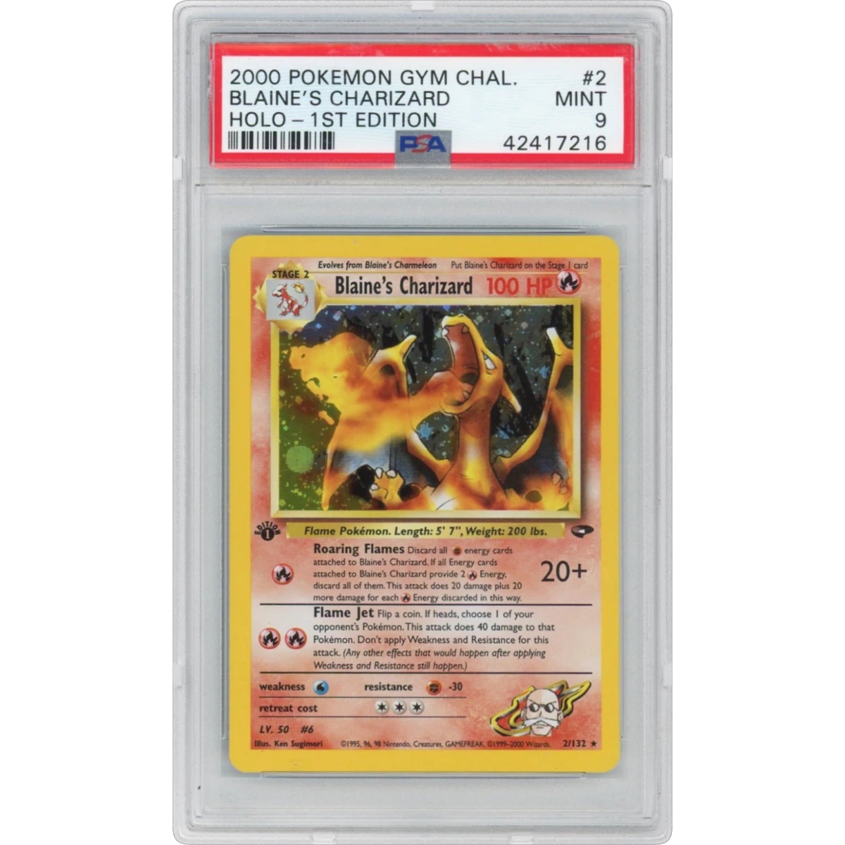 2000 Pokémon Gym Challenge #2 Blaine's Charizard - 1st Edition Holo (PSA 9 MINT)
