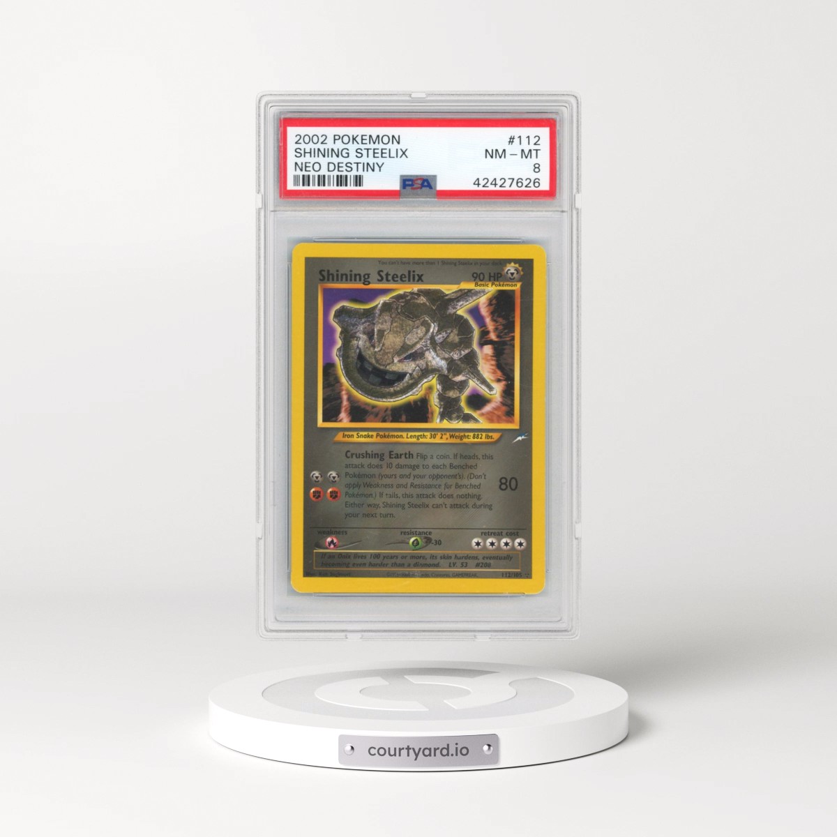2002 Pokémon Neo Destiny #112 Shining Steelix - Holo (PSA 8 NM-MT)