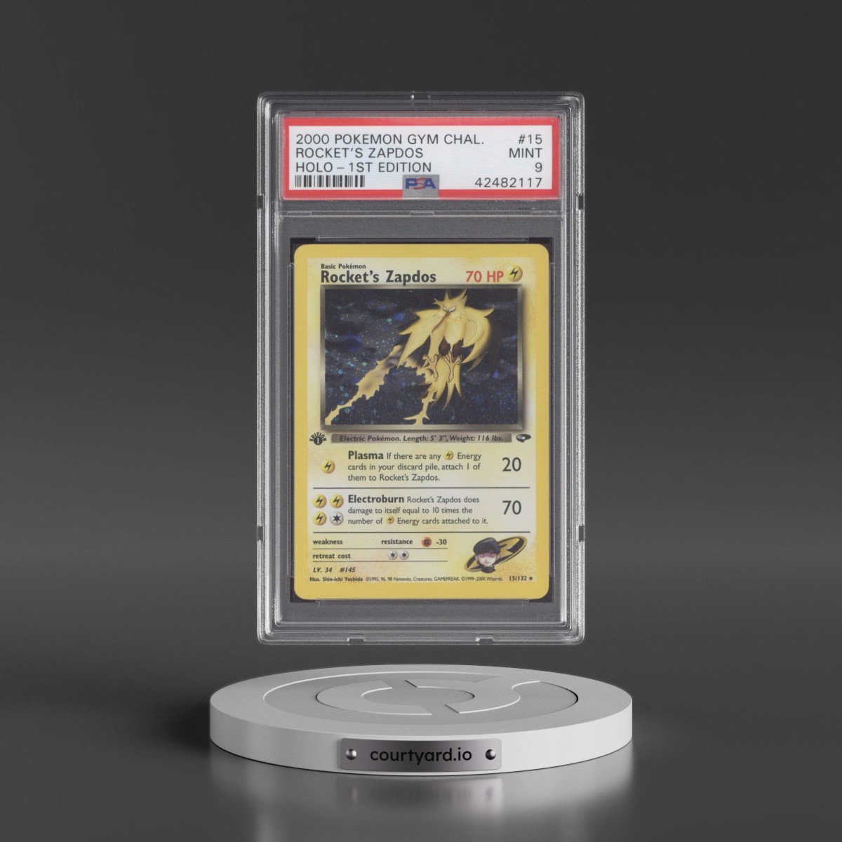2000 Pokémon Gym Challenge #15 Rocket's Zapdos - 1st Edition Holo (PSA 9 MINT)