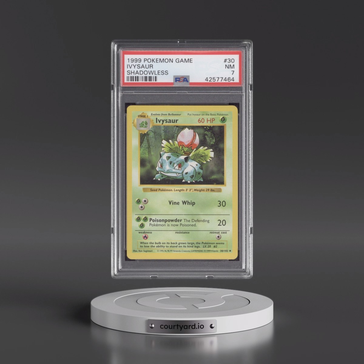 1999 Pokémon Game #30 Ivysaur - Shadowless (PSA 7 NM)
