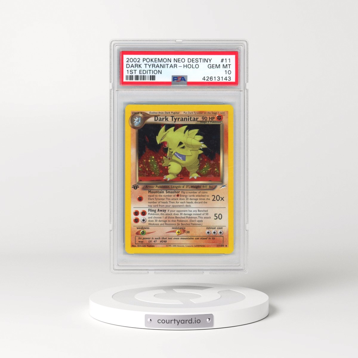 2002 Pokémon Neo Destiny #11 Dark Tyranitar - 1st Edition Holo (PSA 10 GEM MINT)