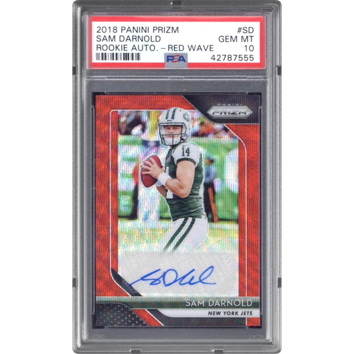 2018 Panini Prizm Rookie Autographs #SD Sam Darnold - Red Wave (PSA 10 GEM MINT)