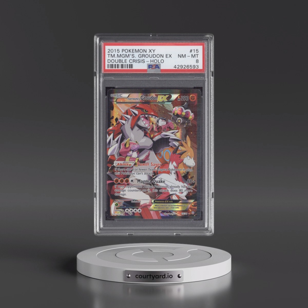 2015 Pokémon XY Double Crisis #15 Team Magma's Groudon EX - Holo Full Art (PSA 8 NM-MT)