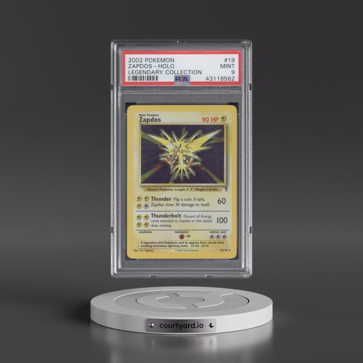 2002 Pokémon Legendary Collection Zapdos - Holo #19 PSA 9
