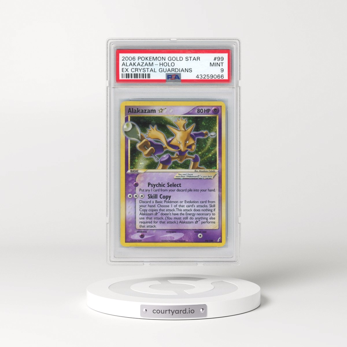 2006 Pokémon EX Crystal Guardians #99 Alakazam - Holo Gold Star (PSA 9 MINT)