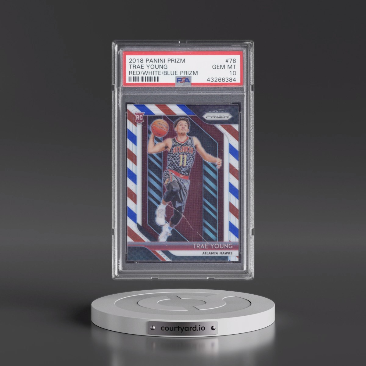 2018 Panini Prizm #78 Trae Young - Red/White/Blue Prizm (PSA 10 GEM MINT)