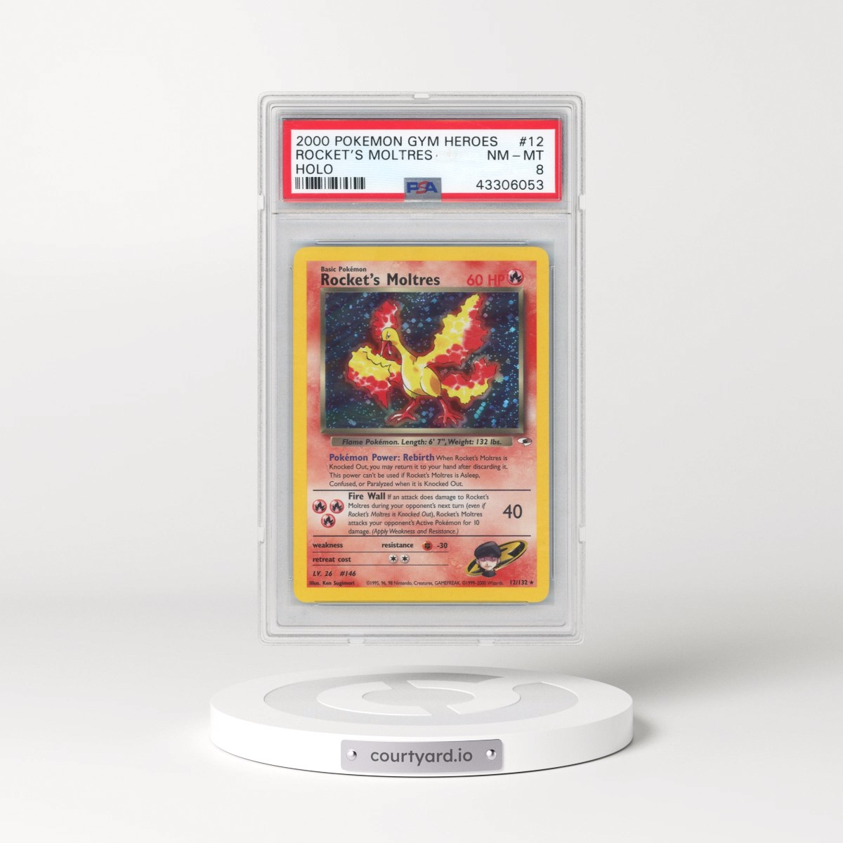 2000 Pokémon Gym Heroes #12 Rocket's Moltres - Holo (PSA 8 NM-MT)