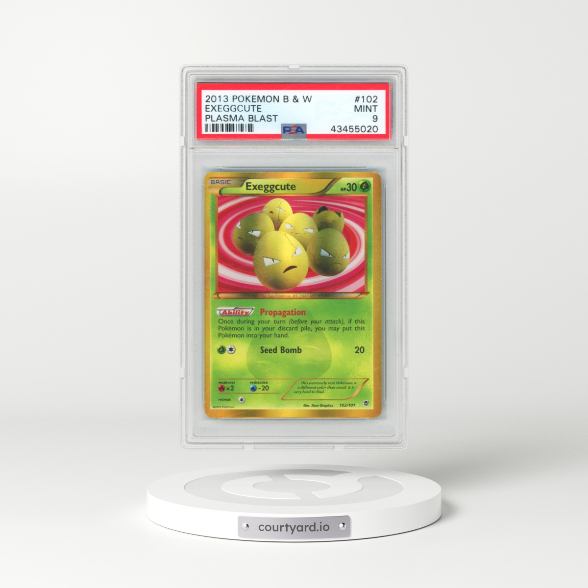 2013 Pokémon Black & White Plasma Blast #102 Exeggcute (PSA 9 MINT)