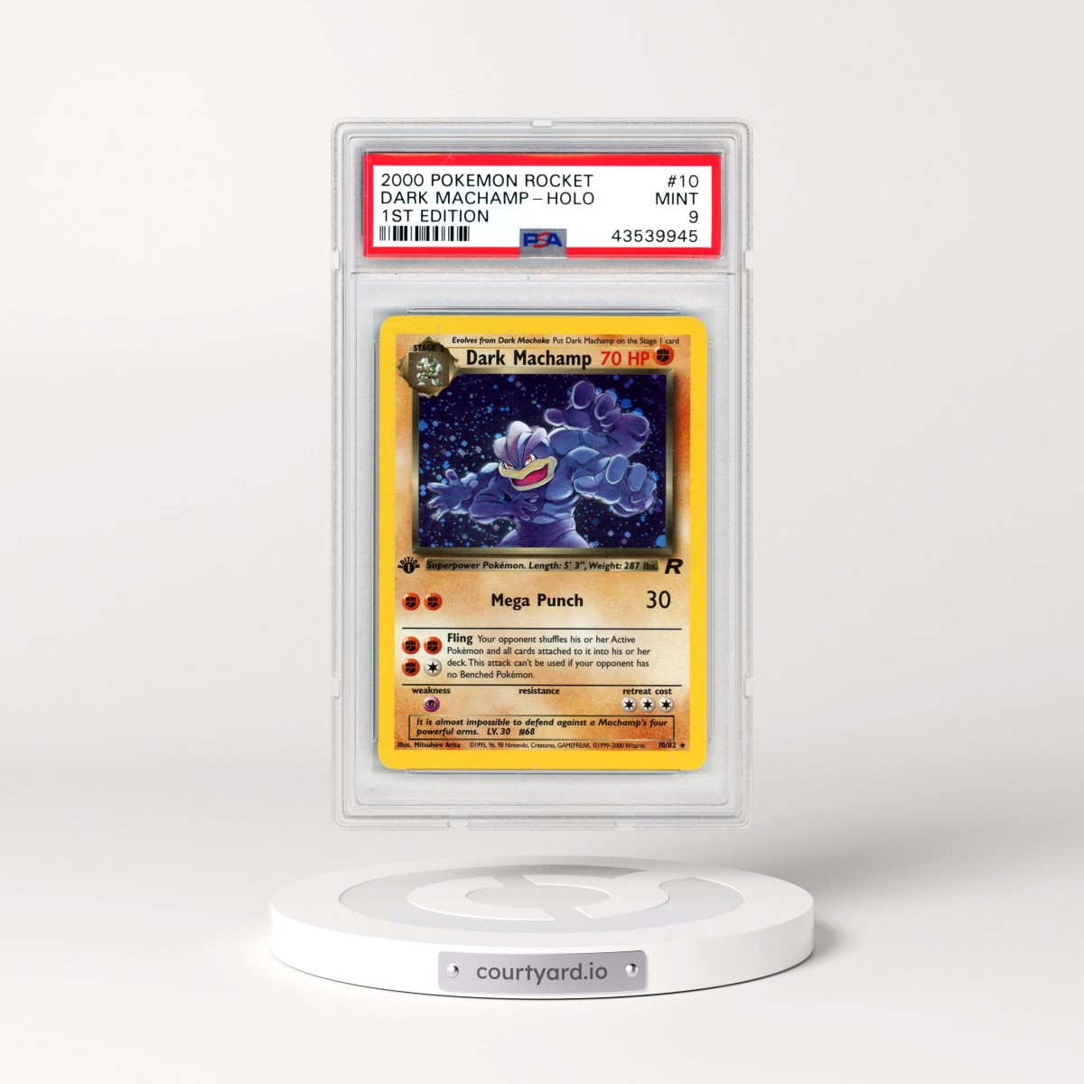 2000 Pokémon Rocket #10 Dark Machamp - 1st Edition Holo (PSA 9 MINT)
