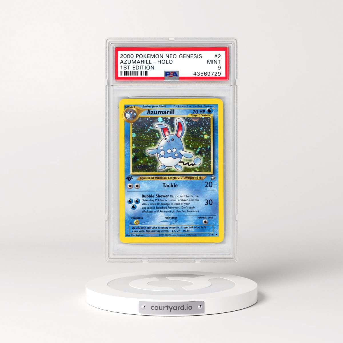 2000 Pokémon Neo Genesis #2 Azumarill - 1st Edition Holo (PSA 9 MINT)