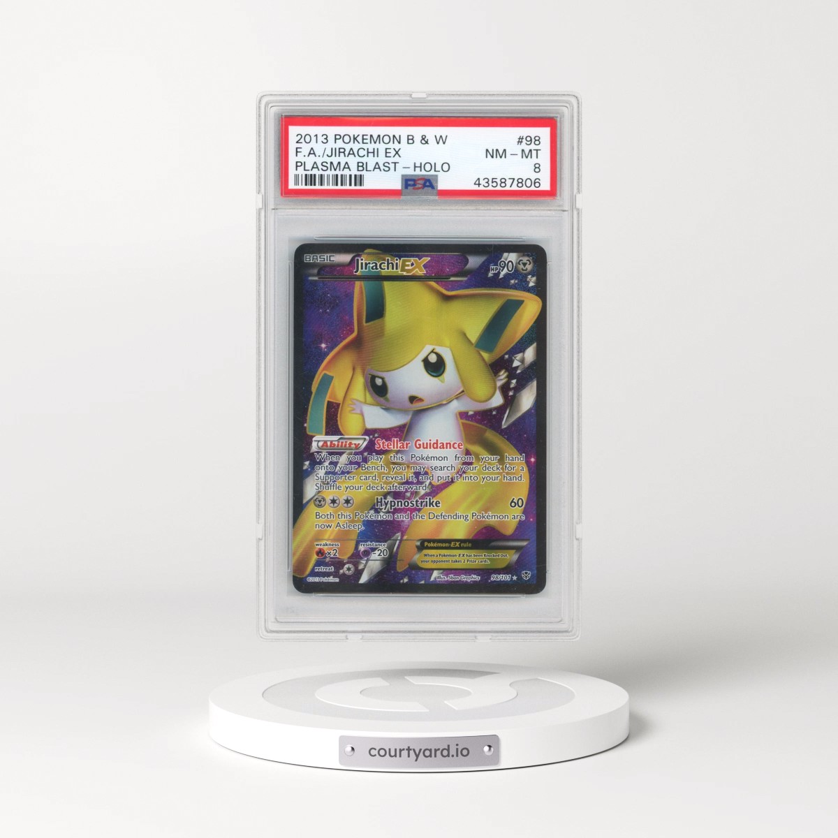 2013 Pokémon Black & White Plasma Blast #98 Jirachi EX - Holo Full Art (PSA 8 NM-MT)
