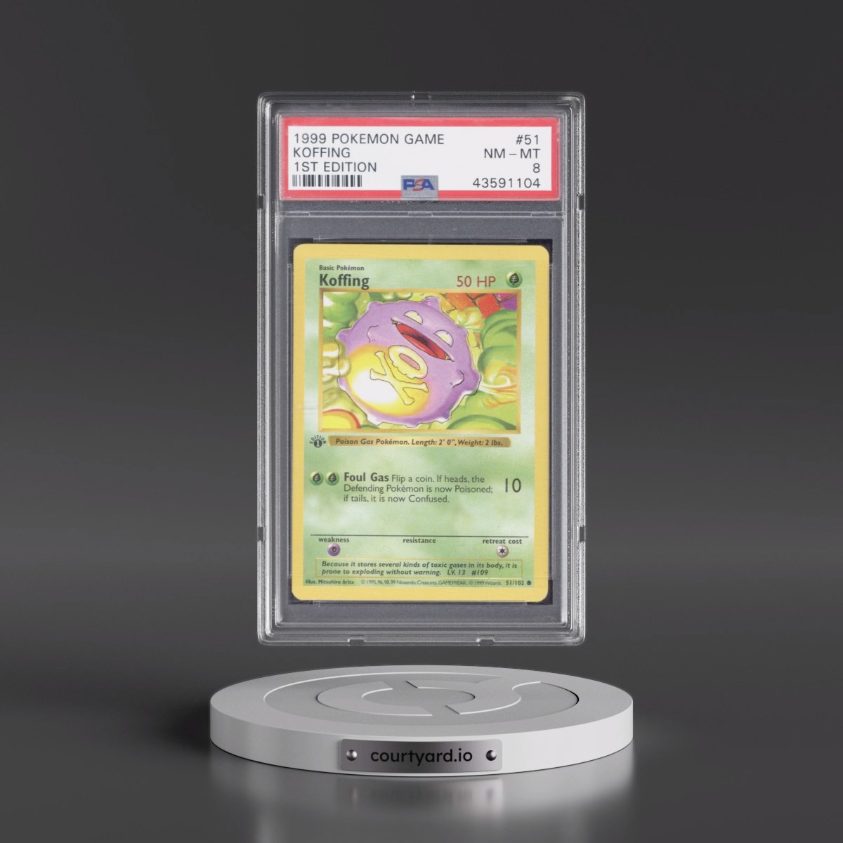 1999 Pokémon Game Koffing - 1st Edition #51 PSA 8