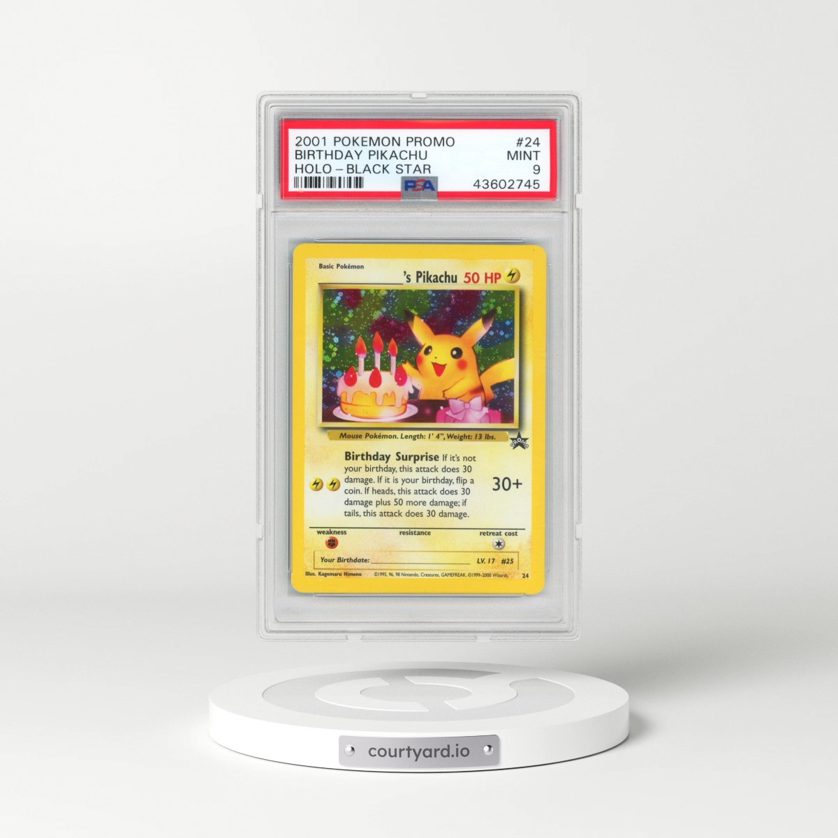 2000 Pokémon Promo Black Star #24 Birthday Pikachu - Holo (PSA 9 MINT)