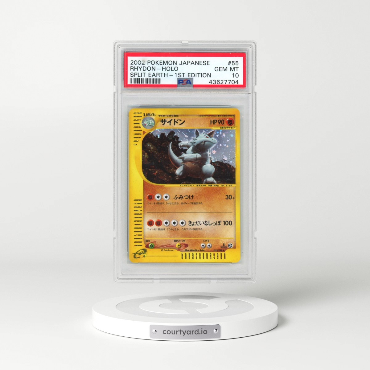 2002 Pokémon Split Earth #055 Rhydon - 1st Edition Holo (PSA 10 GEM MINT)