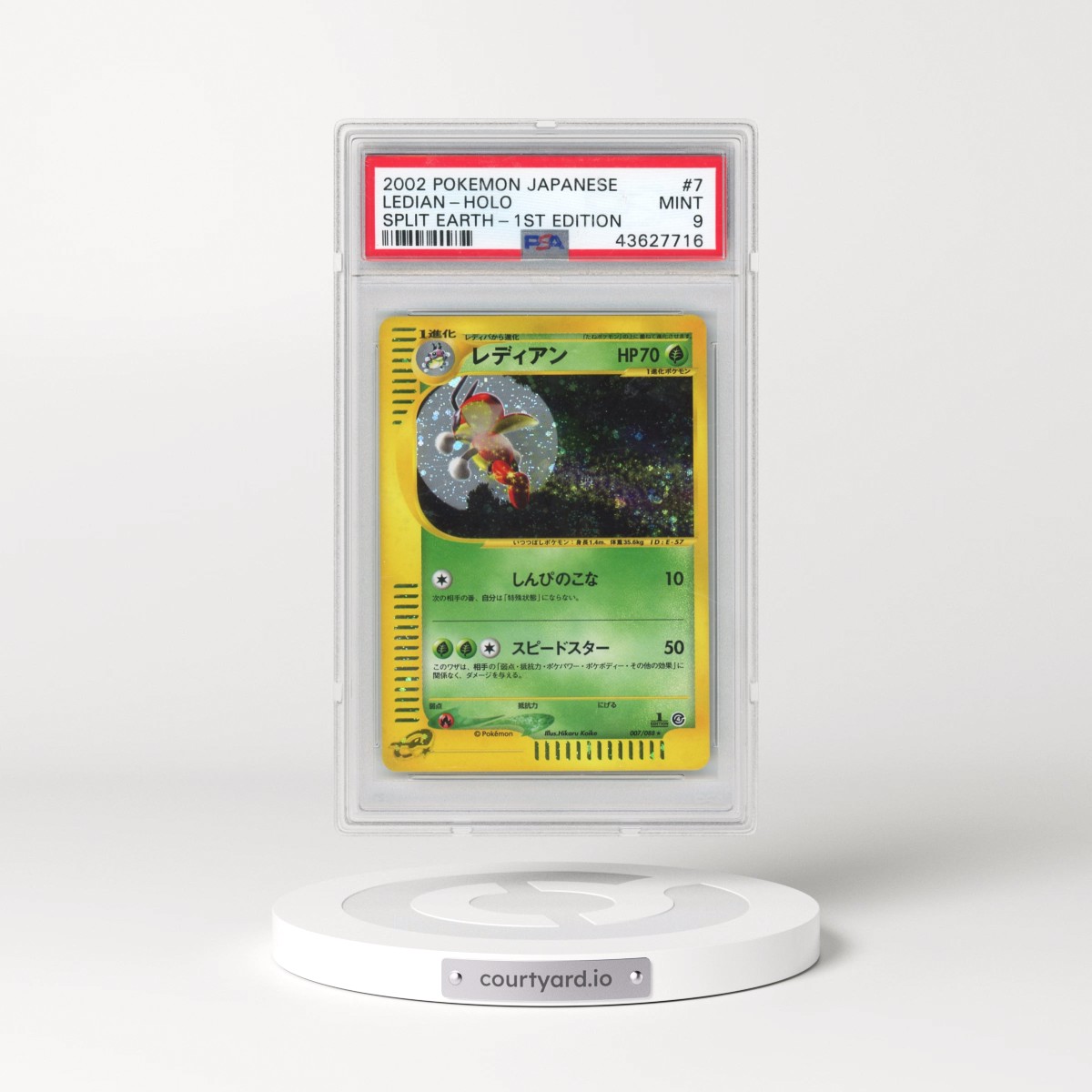2002 Pokémon Split Earth #007 Ledian - 1st Edition Holo (PSA 9 MINT)
