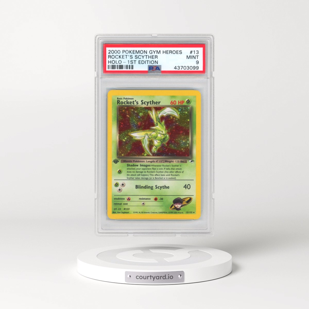 2000 Pokémon Gym Heroes #13 Rocket's Scyther - 1st Edition Holo (PSA 9 MINT)