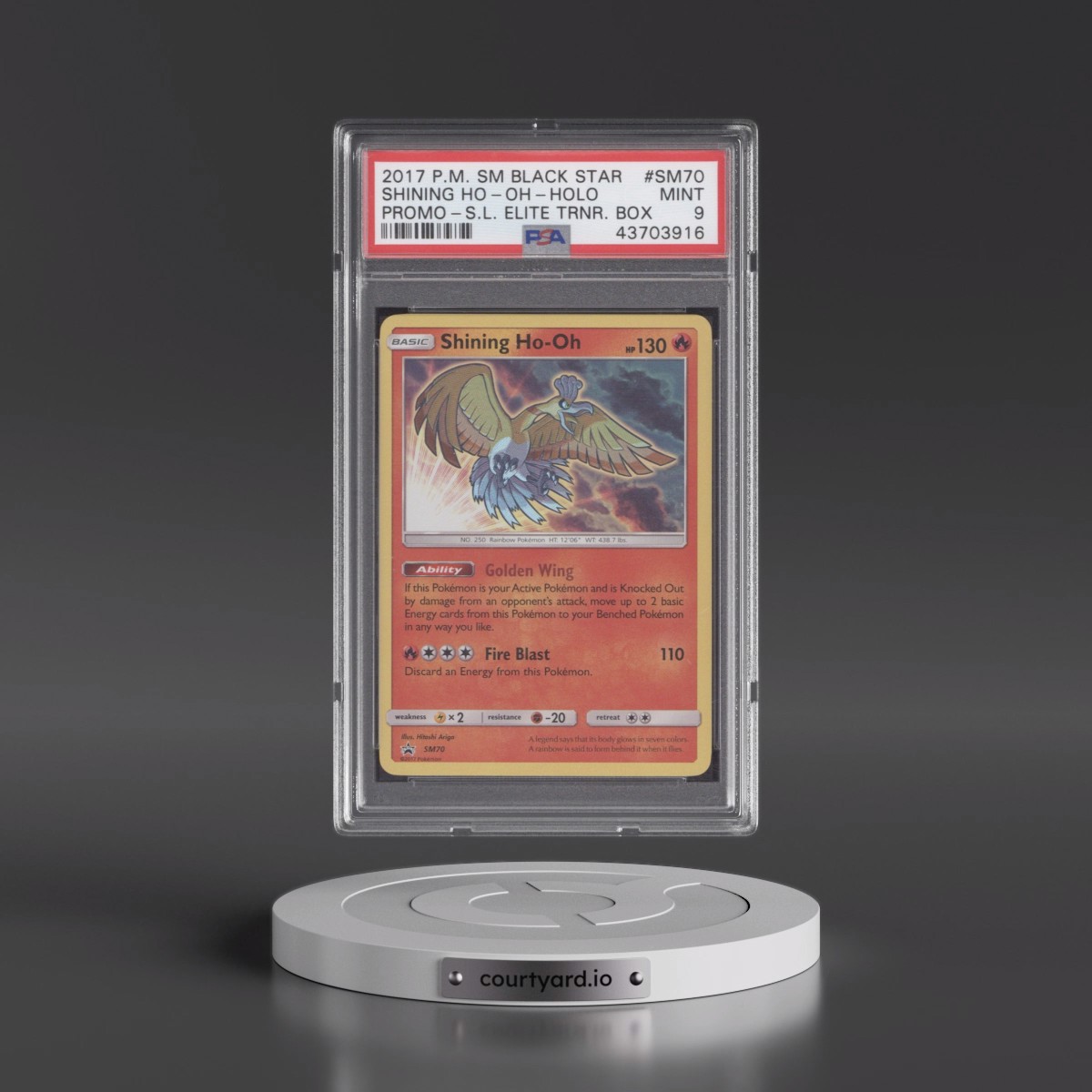 2017 Pokémon SM Black Star Promo #SM70 Shining HO-Oh - Holo Holo Shining Legends Elite Trainer Box (PSA 9 MINT)