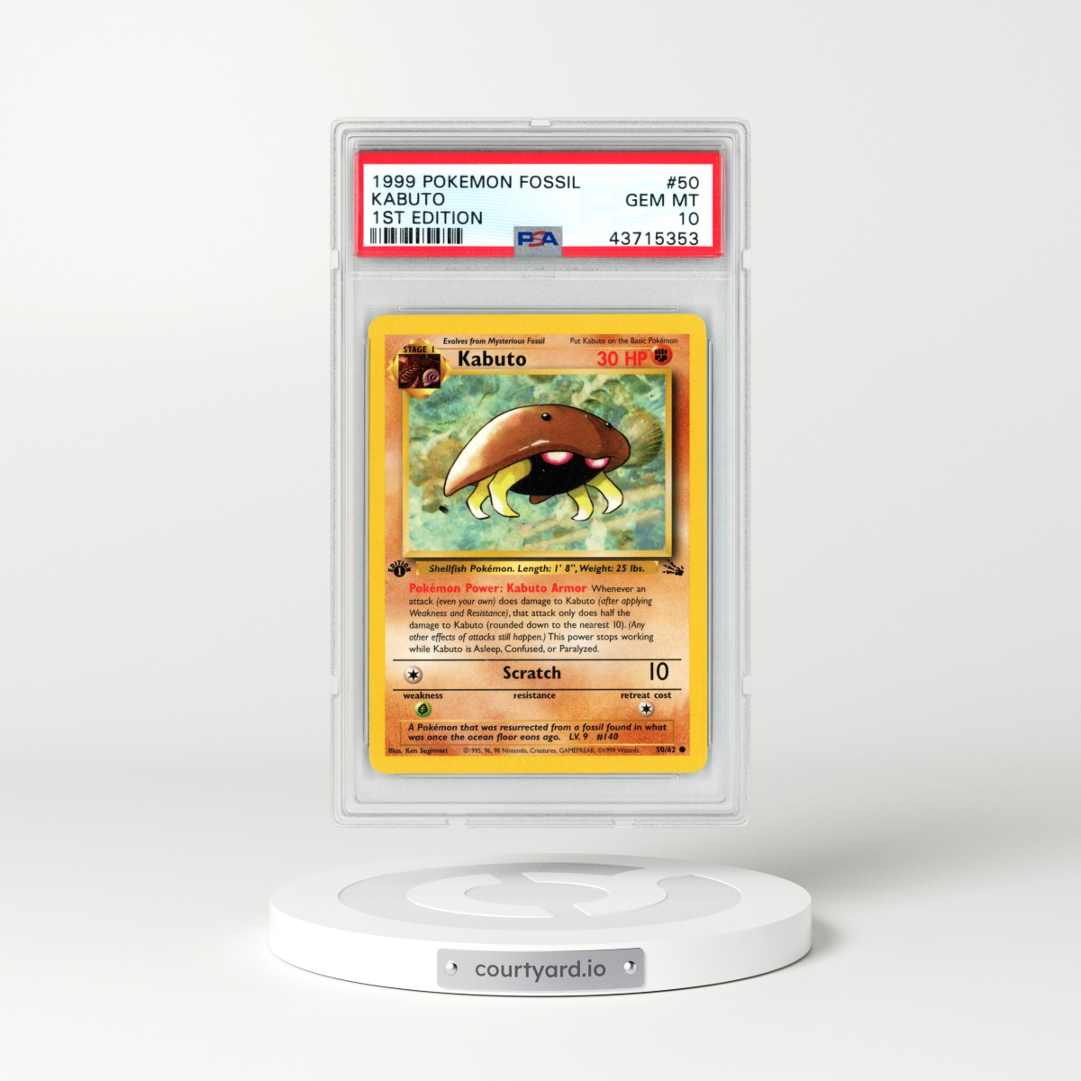1999 Fossil #50 Kabuto - 1st Edition (PSA 10 GEM MINT)
