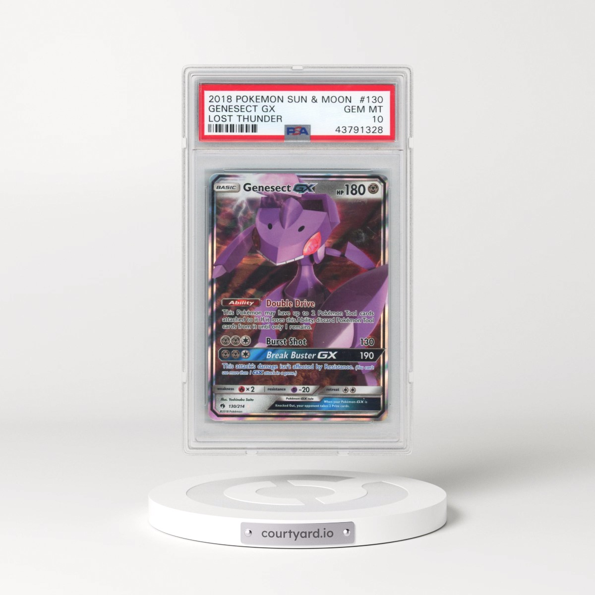 2018 Pokémon Sun & Moon Lost Thunder #130 Genesect GX - Holo (PSA 10 GEM MINT)
