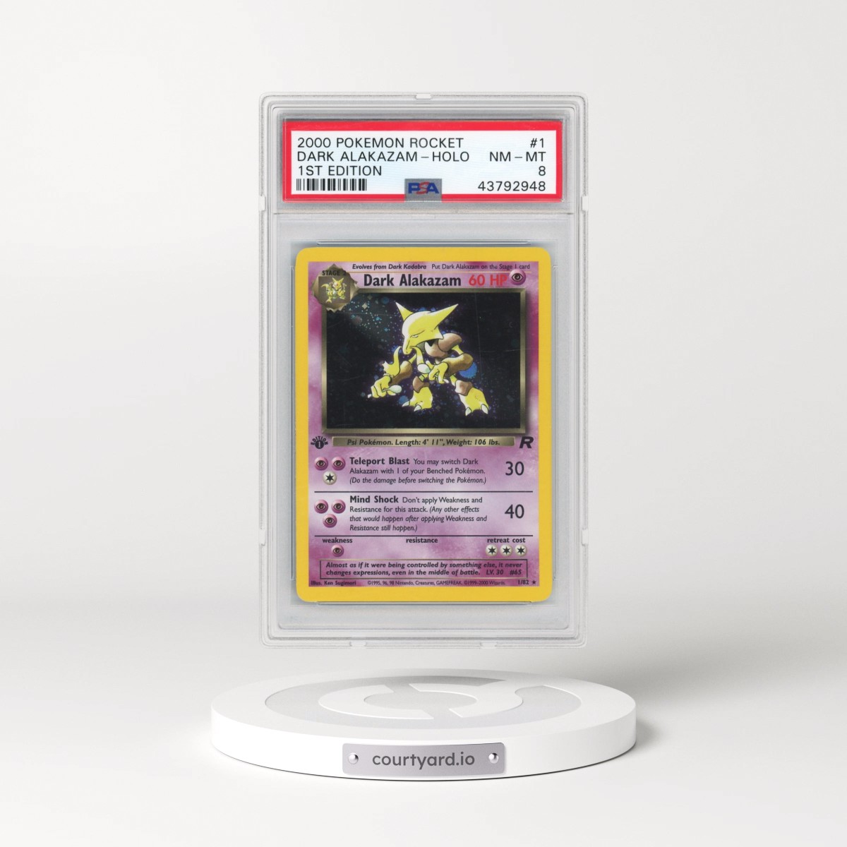 2000 Pokémon Rocket #1 Dark Alakazam - 1st Edition Holo (PSA 8 NM-MT)