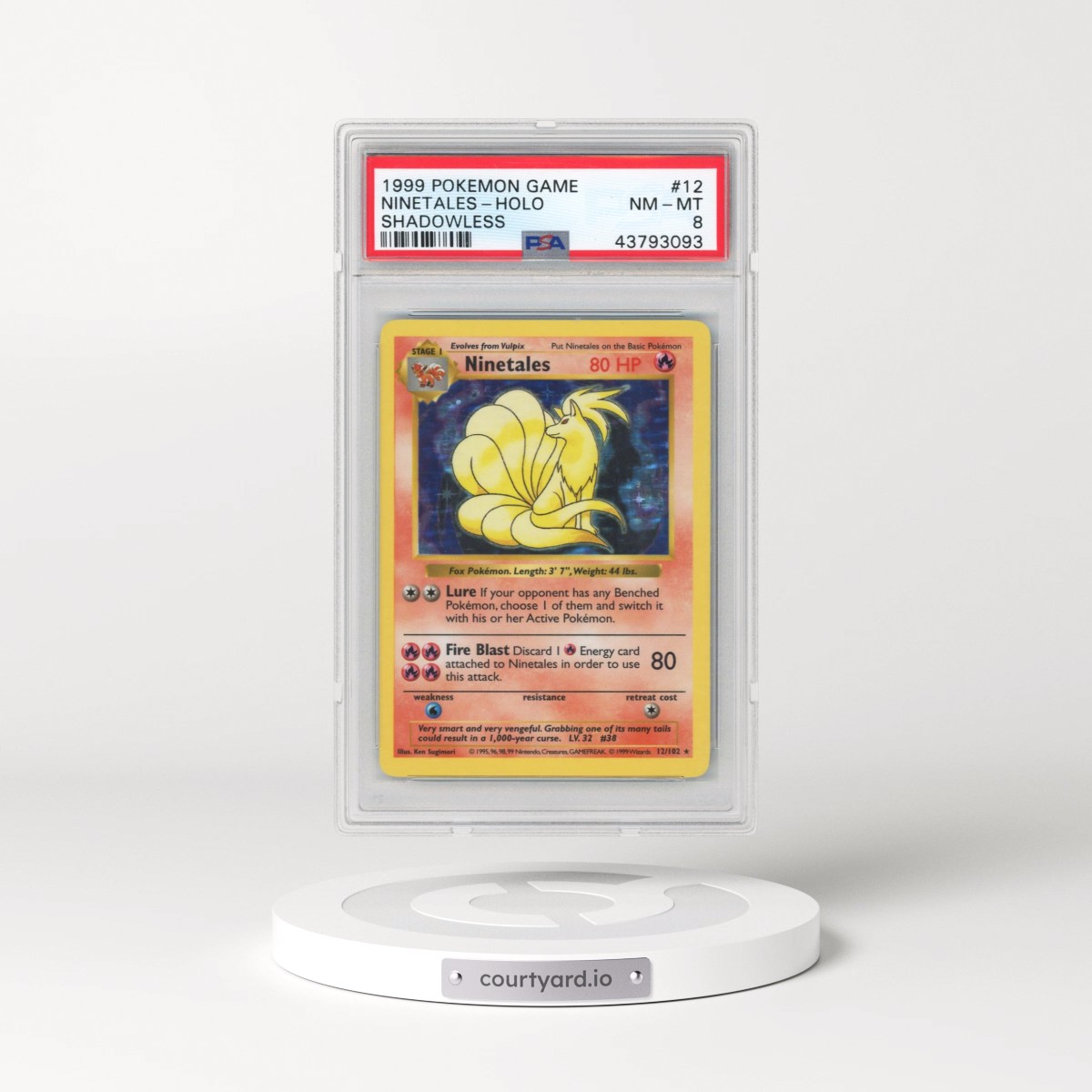 1999 Pokémon Game #12 Ninetales - Holo Shadowless (PSA 8 NM-MT)