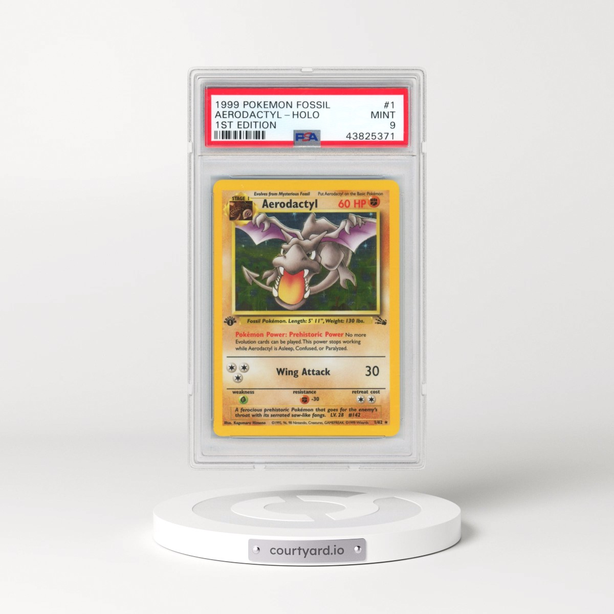 1999 Pokémon Fossil #1 Aerodactyl - 1st Edition Holo (PSA 9 MINT)