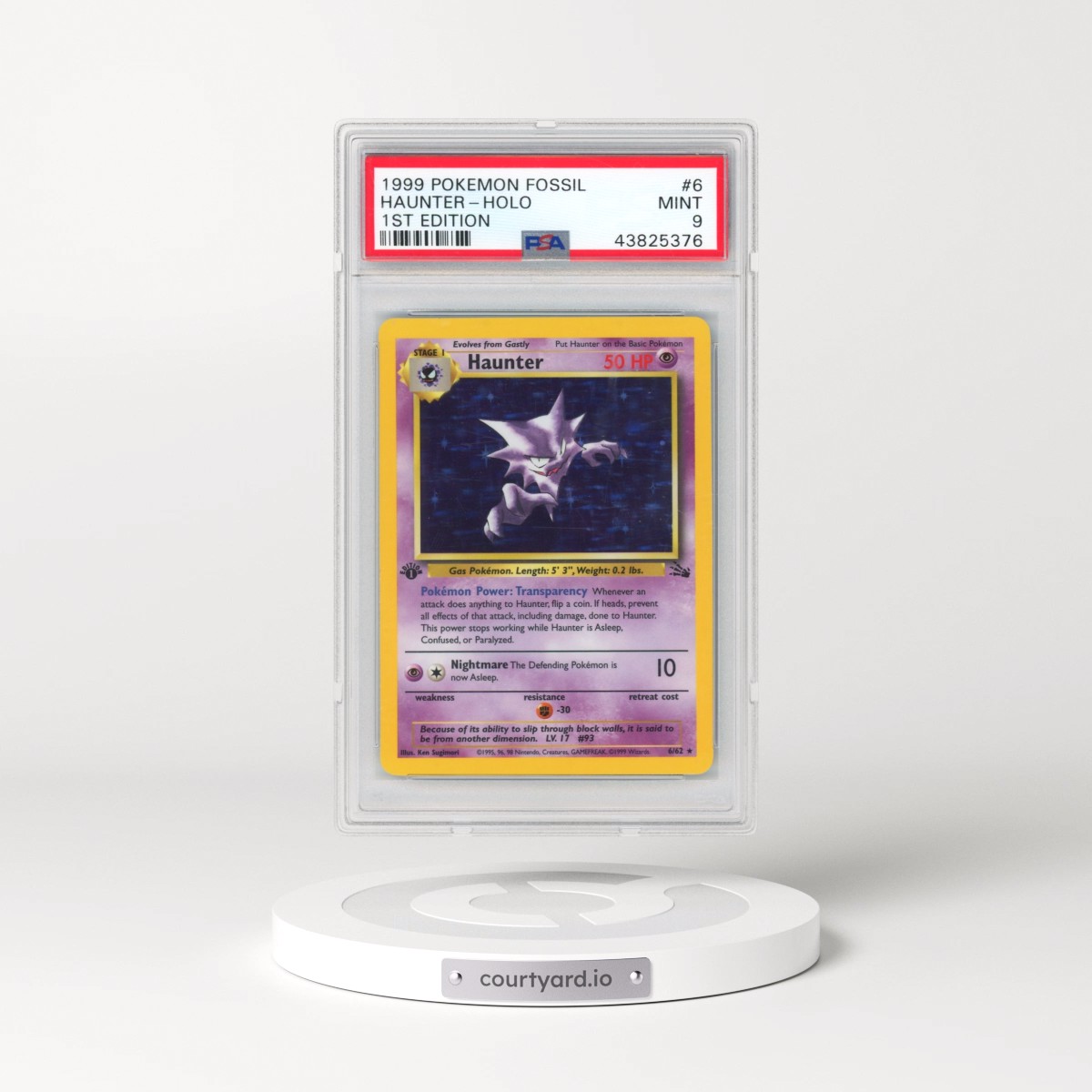 1999 Pokémon Fossil #6 Haunter - 1st Edition Holo (PSA 9 MINT)