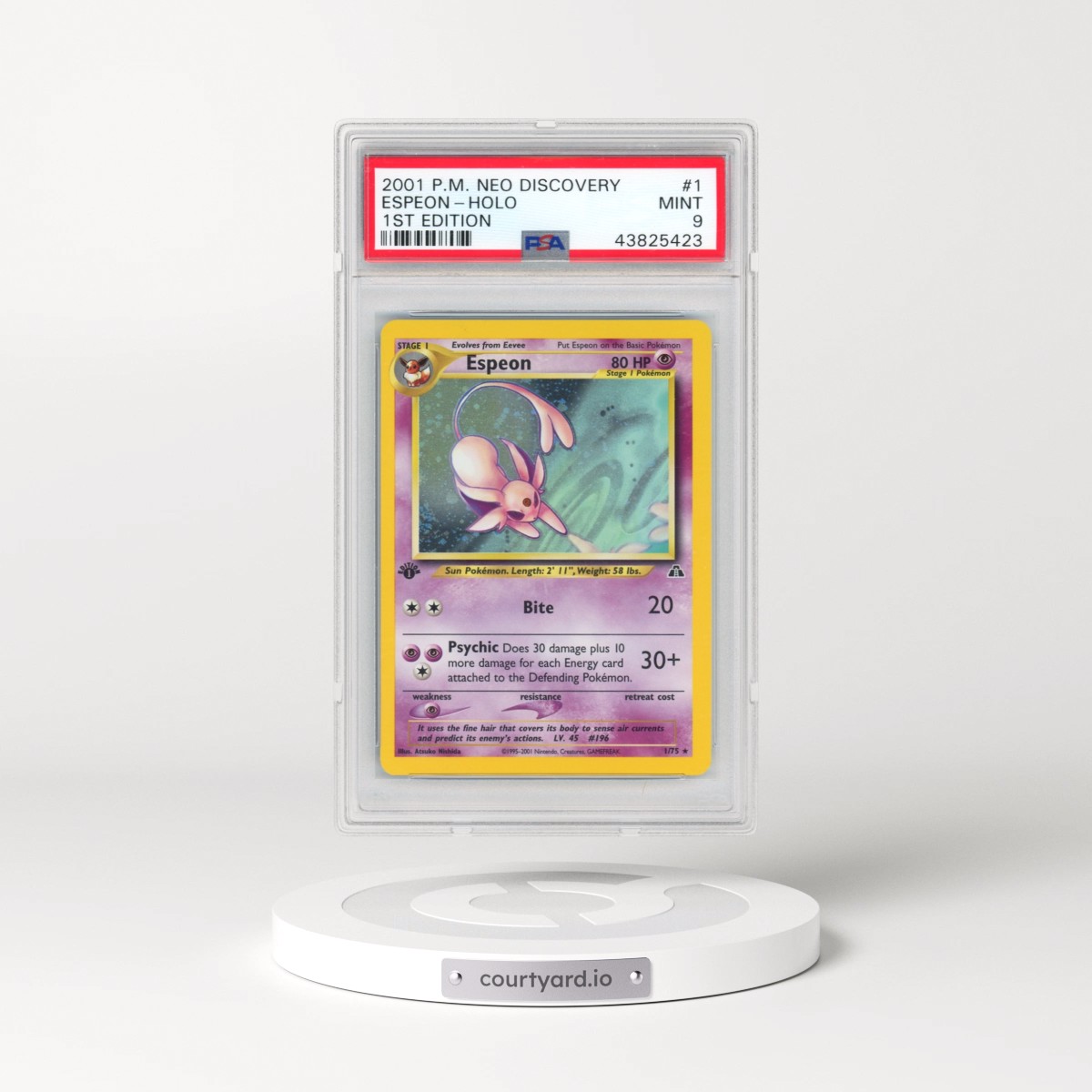 2001 Pokémon Neo Discovery #1 Espeon - 1st Edition Holo (PSA 9 MINT)