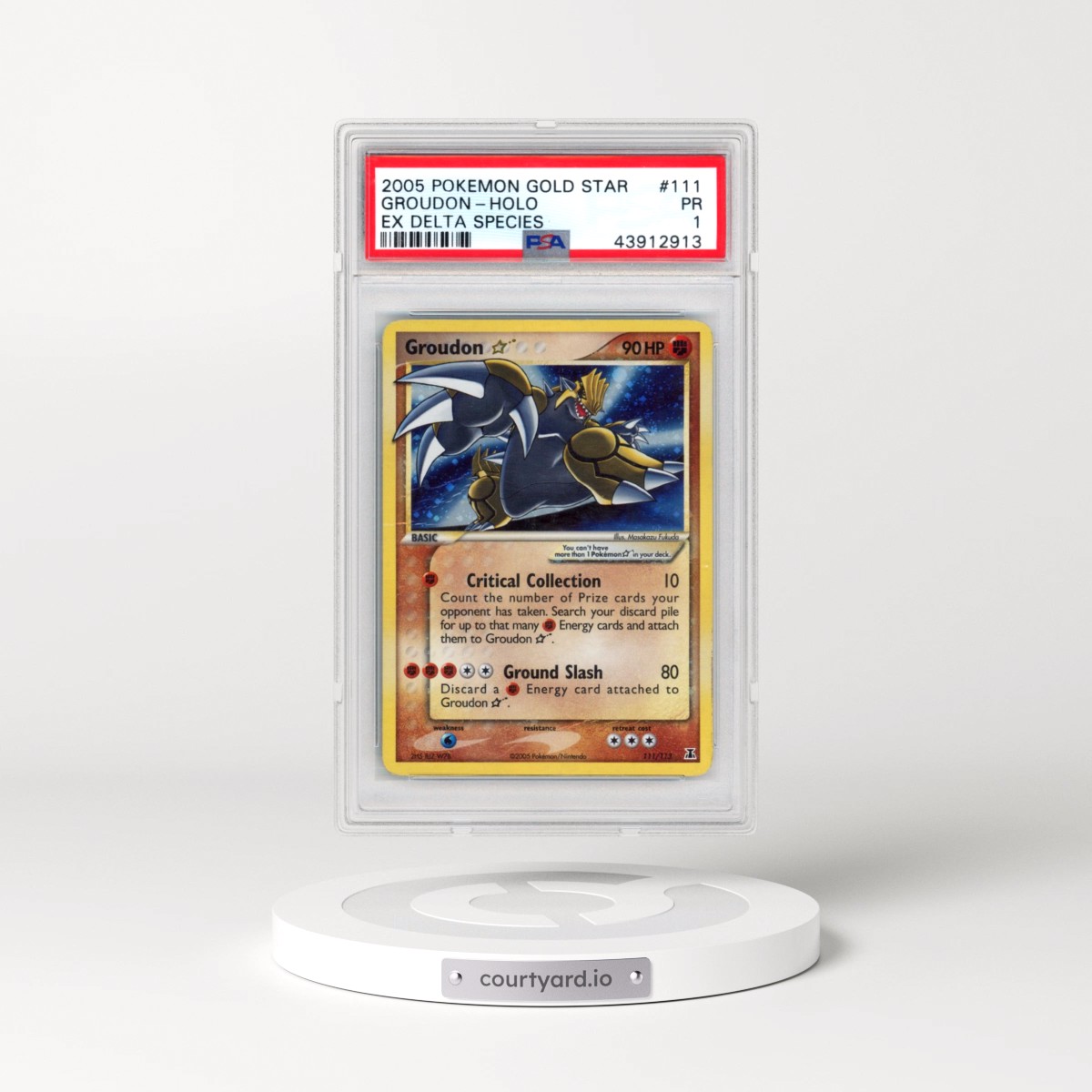 2005 Pokémon EX Delta Species #111 Groudon - Holo Gold Star (PSA 1 PR)