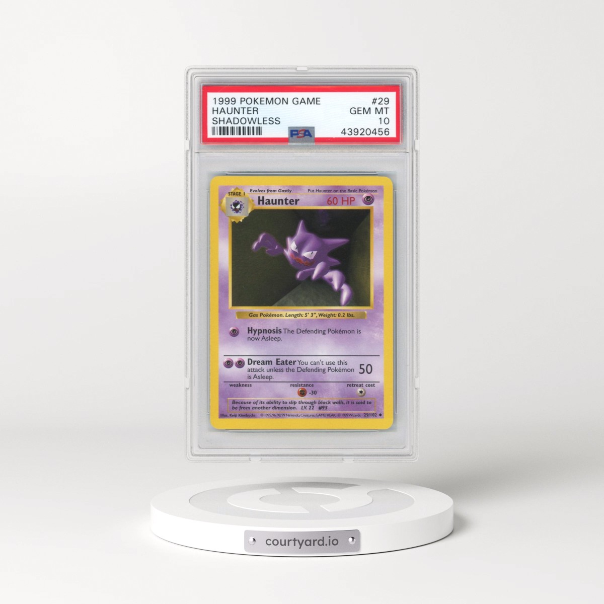 1999 Pokémon Game #29 Haunter - Shadowless (PSA 10 GEM MINT)