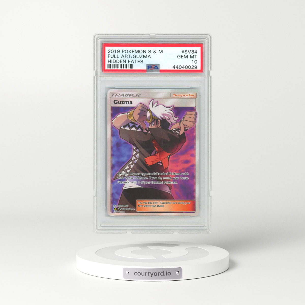 2019 Pokémon Sun & Moon Hidden Fates #SV84 Guzma - Full Art (PSA 10 GEM MINT)