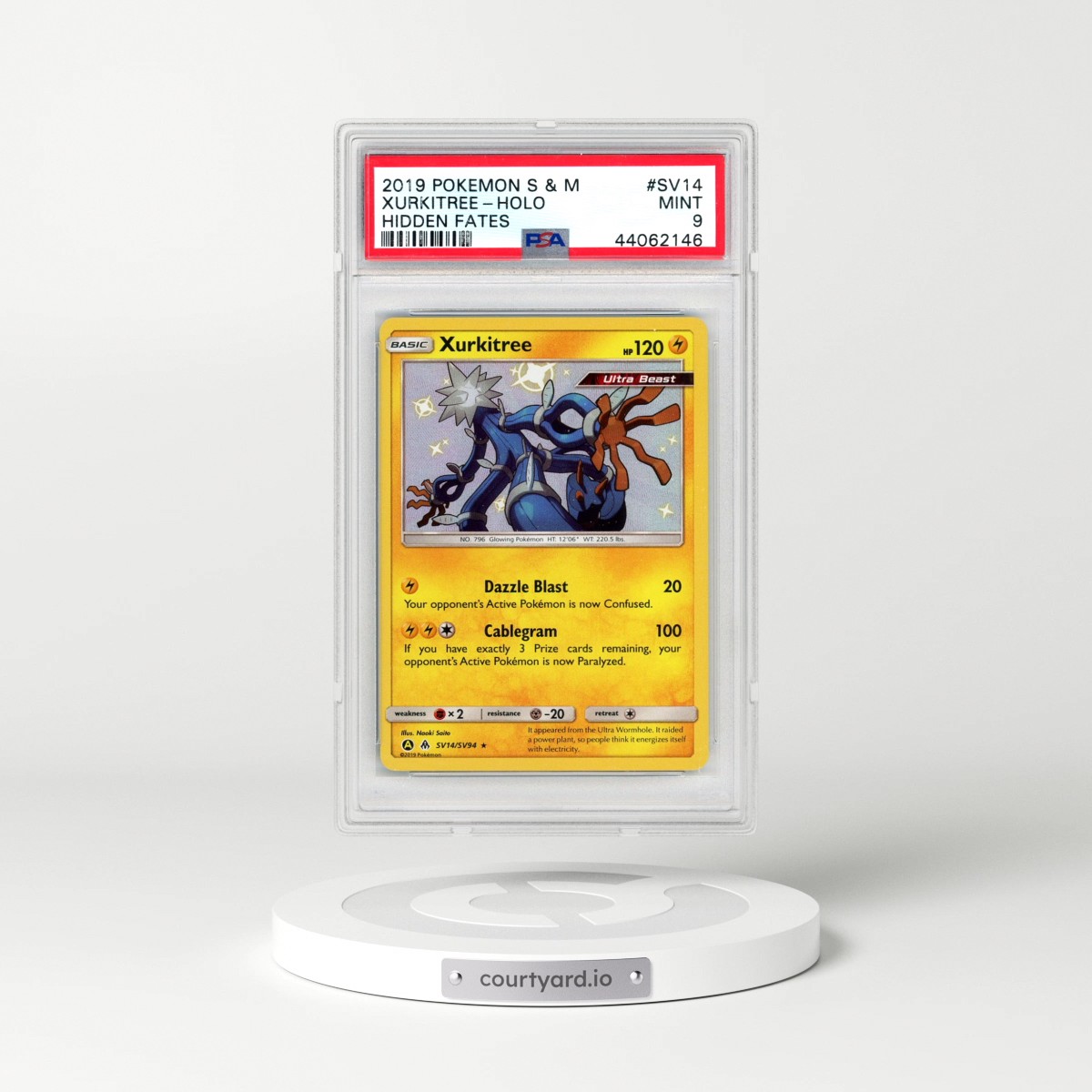 2019 Pokémon Sun & Moon Hidden Fates #SV14 Xurkitree - Holo (PSA 9 MINT)