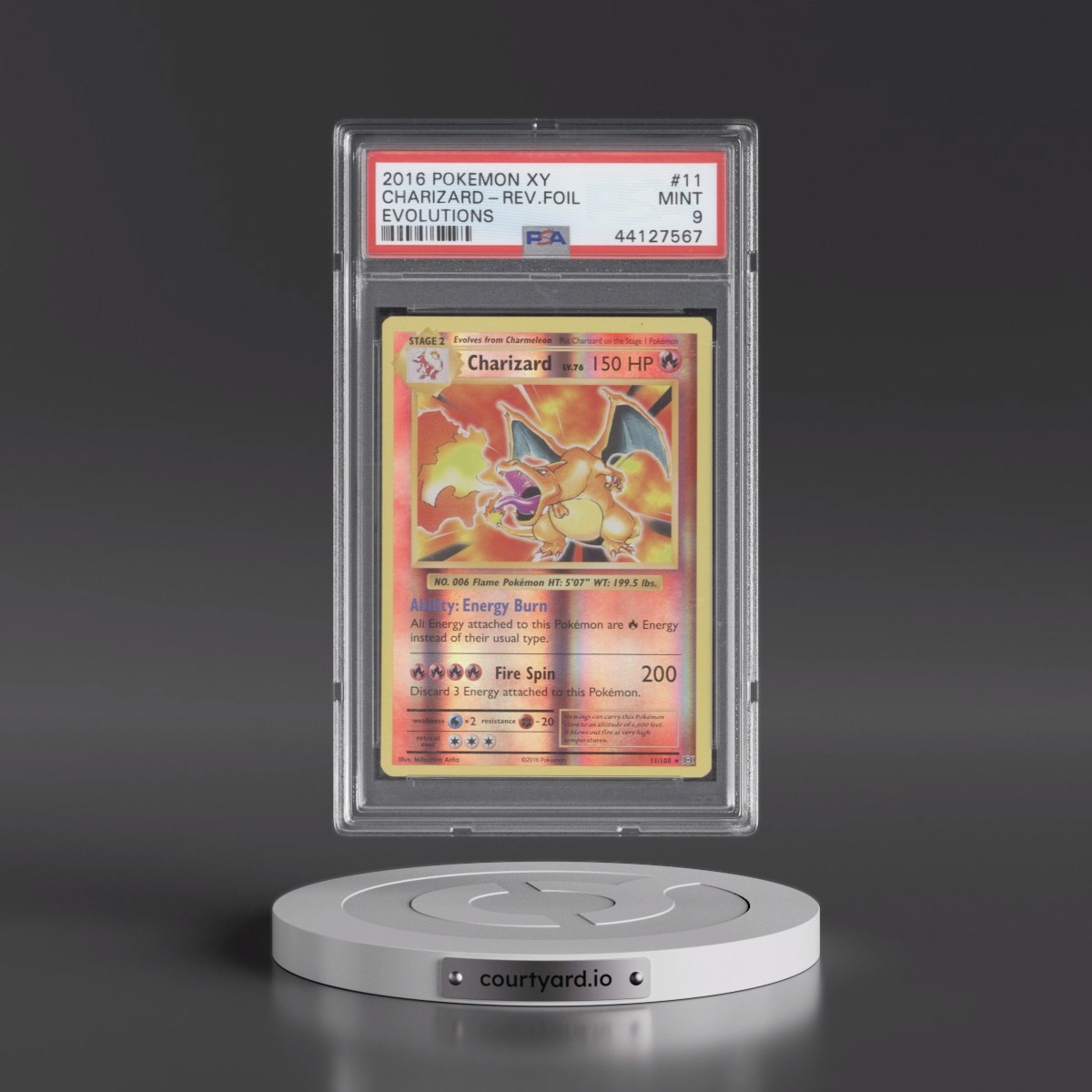 2016 Pokémon XY Evolutions #11 Charizard - Reverse Foil (PSA 9 MINT)