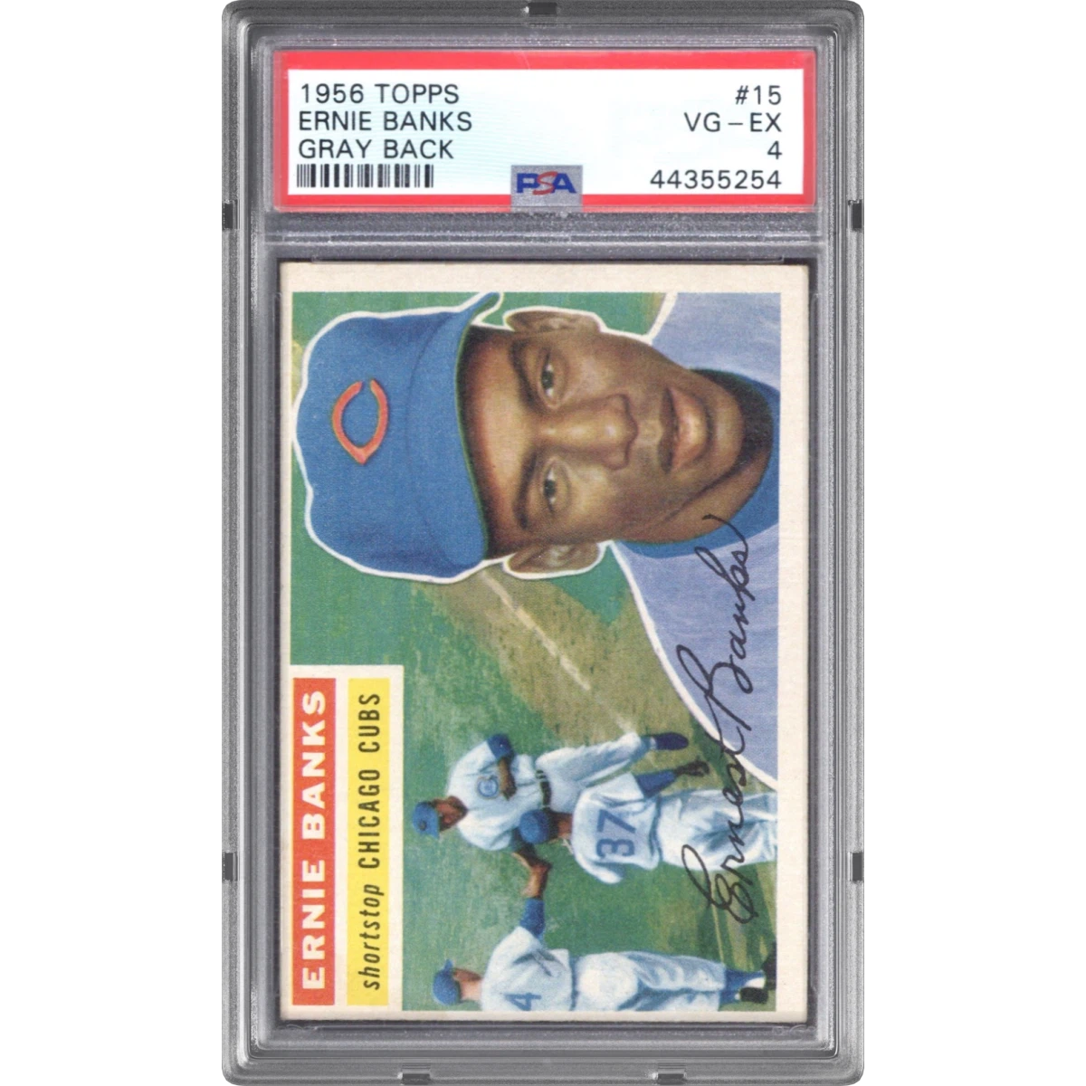 1956 Topps #15 Ernie Banks - Gray Back (PSA 4 VG-EX)