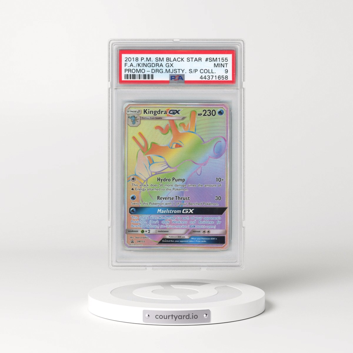 2018 Pokémon SM Black Star Promo #SM155 Kingdra GX - Holo Full Art Dragon Majesty Super-Premium Collection (PSA 9 MINT)