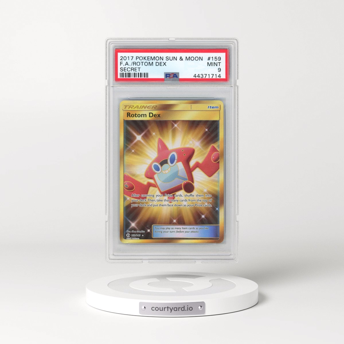 2017 Pokémon Sun & Moon #159 Rotom Dex - Full Art Secret (PSA 9 MINT)