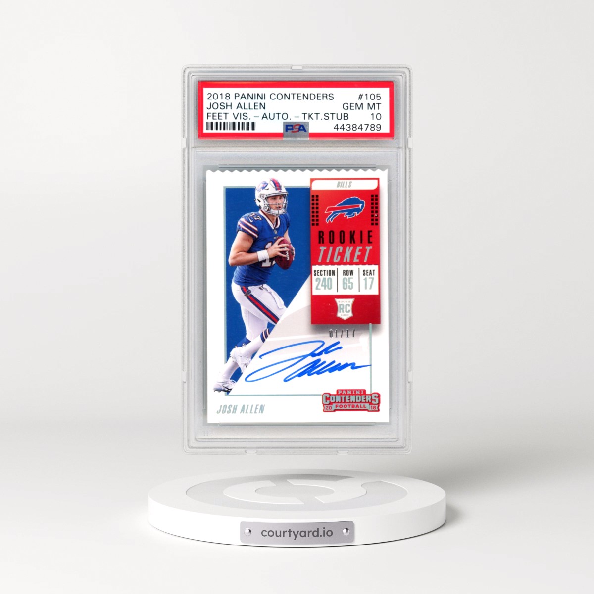 2018 Panini Contenders #105 Josh Allen - Variation-Autograph-Ticket Stub (PSA 10 GEM MINT)