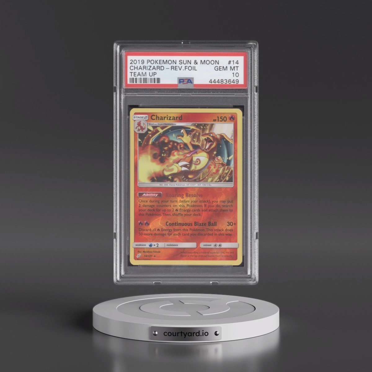 2019 Pokémon Sun & Moon Team Up #14 Charizard - Reverse Foil (PSA 10 GEM MINT)