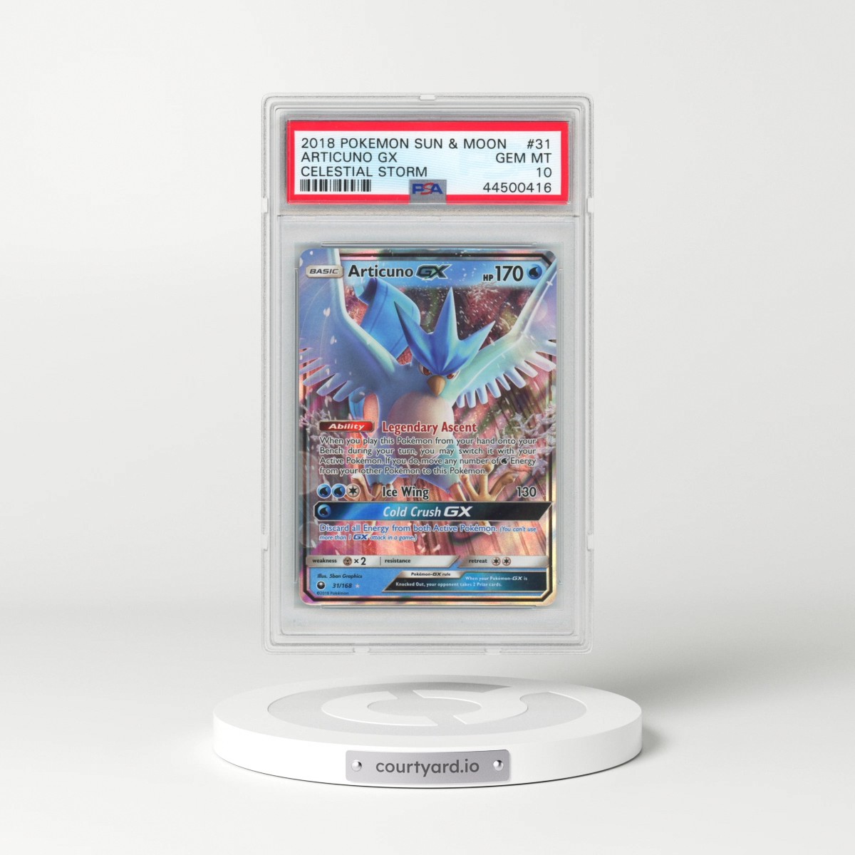 2018 Pokémon Sun & Moon Celestial Storm #31 Articuno GX - Holo (PSA 10 GEM MINT)