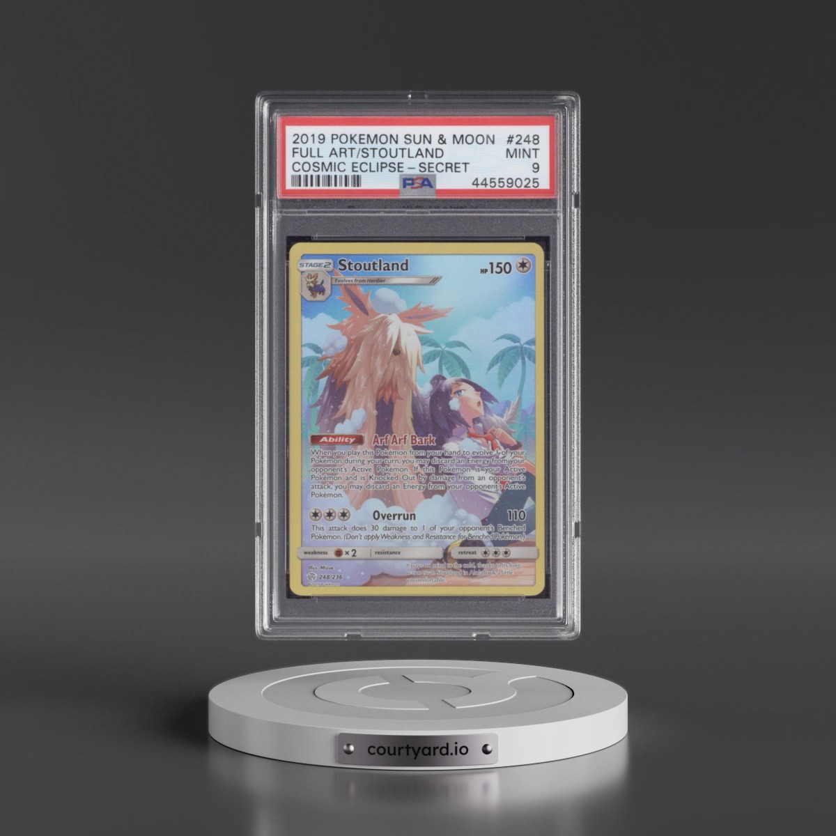2019 Pokémon Sun & Moon Cosmic Eclipse Stoutland - Full Art Secret #248 PSA 9