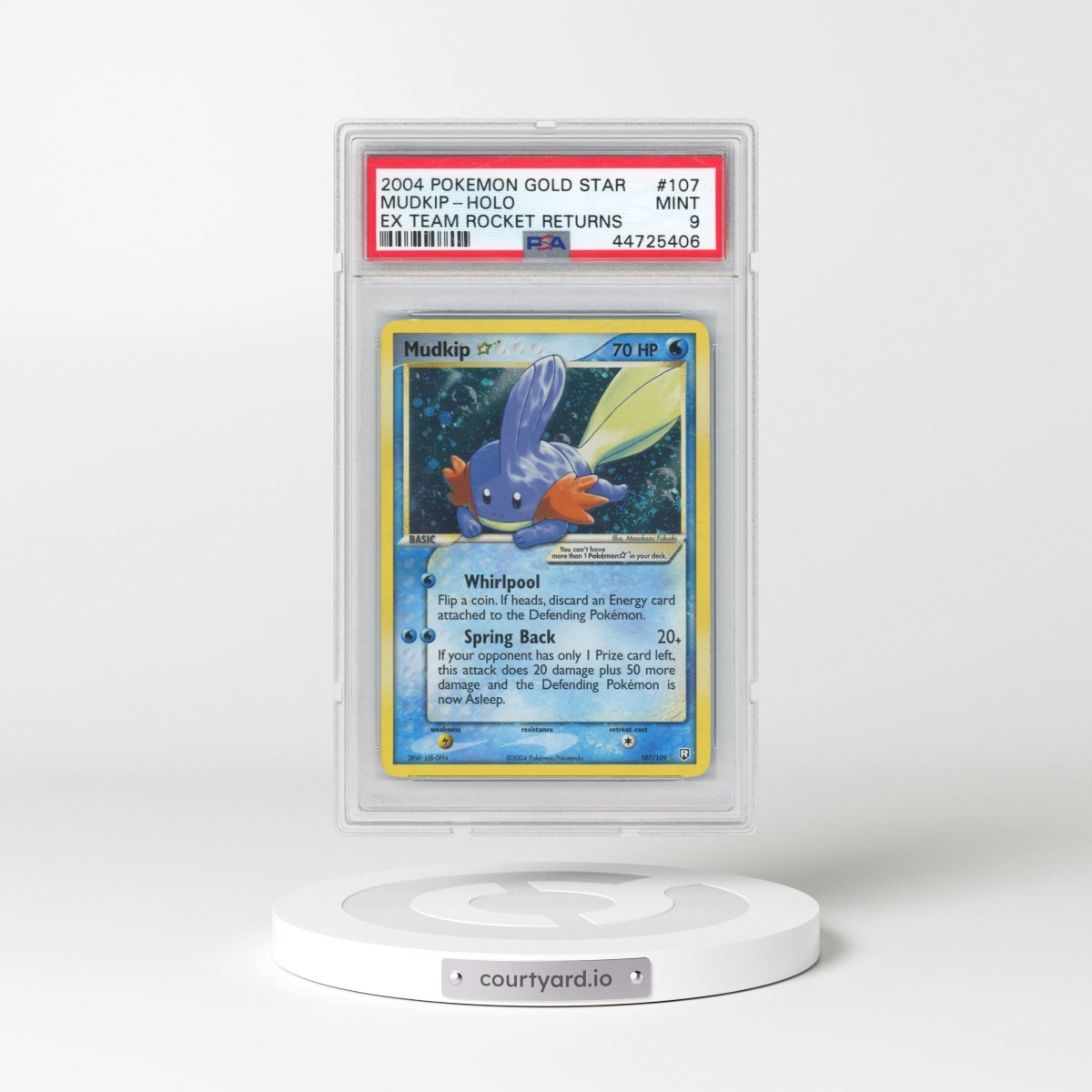 2004 Pokémon EX Team Rocket Returns #107 Mudkip - Holo Gold Star (PSA 9 MINT)