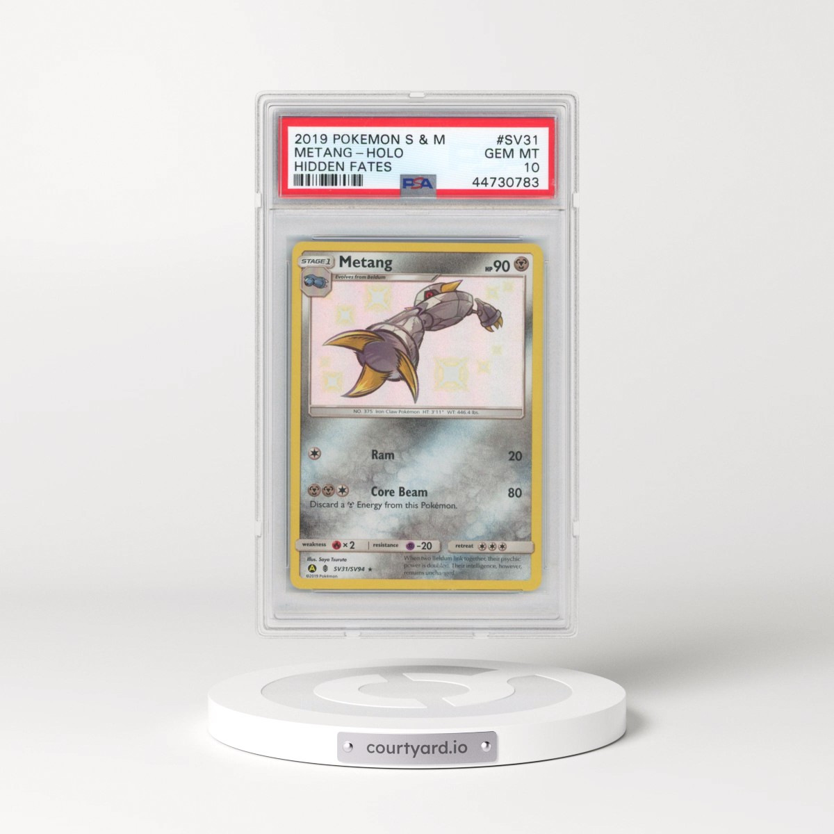 2019 Pokémon Sun & Moon Hidden Fates #SV31 Metang - Holo (PSA 10 GEM MINT)