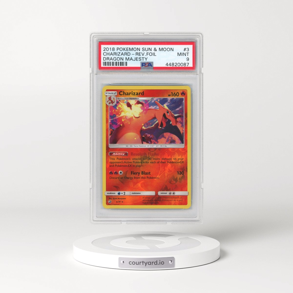 2018 Pokémon Sun & Moon Dragon Majesty #3 Charizard - Reverse Foil (PSA 9 MINT)