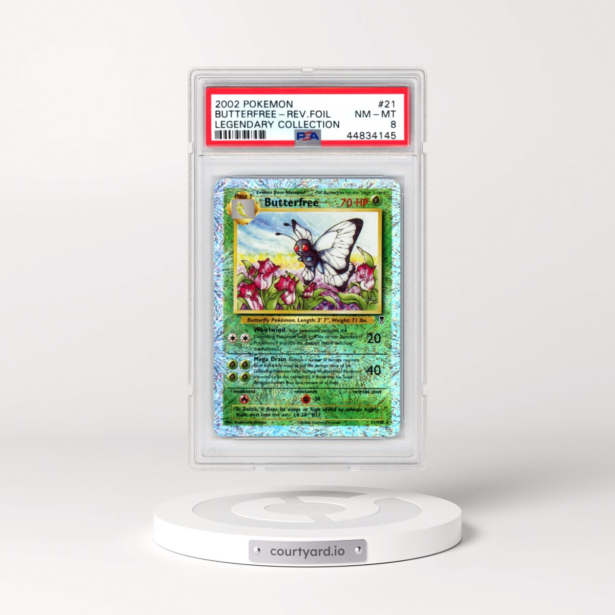 2002 Pokémon Legendary Collection #21 Butterfree - Reverse Foil (PSA 8 NM-MT)